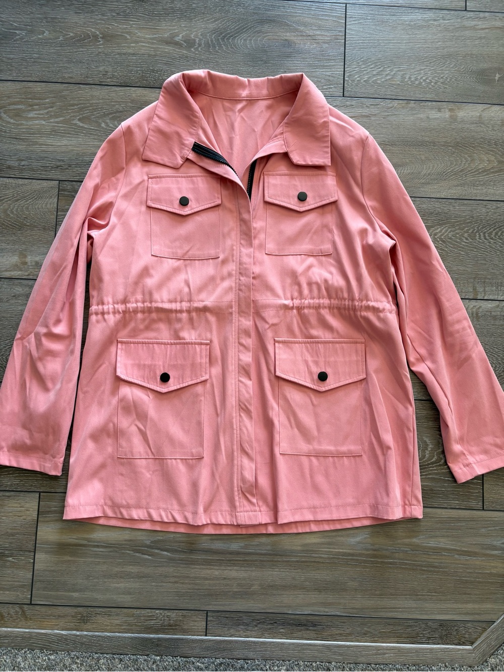 Light Coral Utility Jacket with Front Pockets